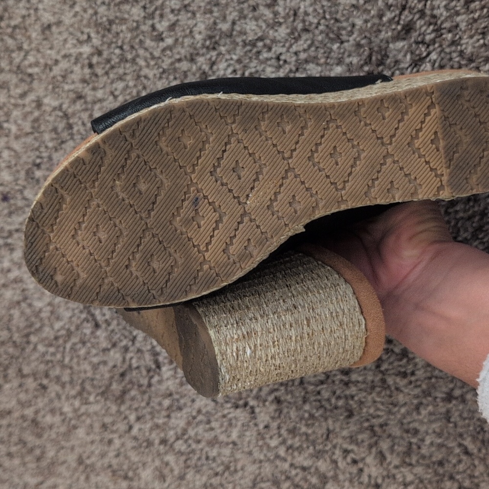 Zodiac 100% Leather Black Wedge Sandals - Picture 8 of 9